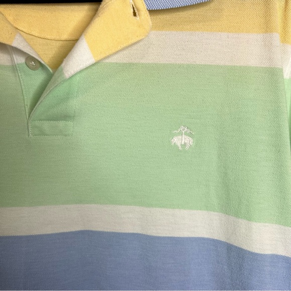 Brooks Brothers Men XL Stripe Cotton Polo Rugby Shirt Short Sleeve Pastel B11 - Picture 3 of 7